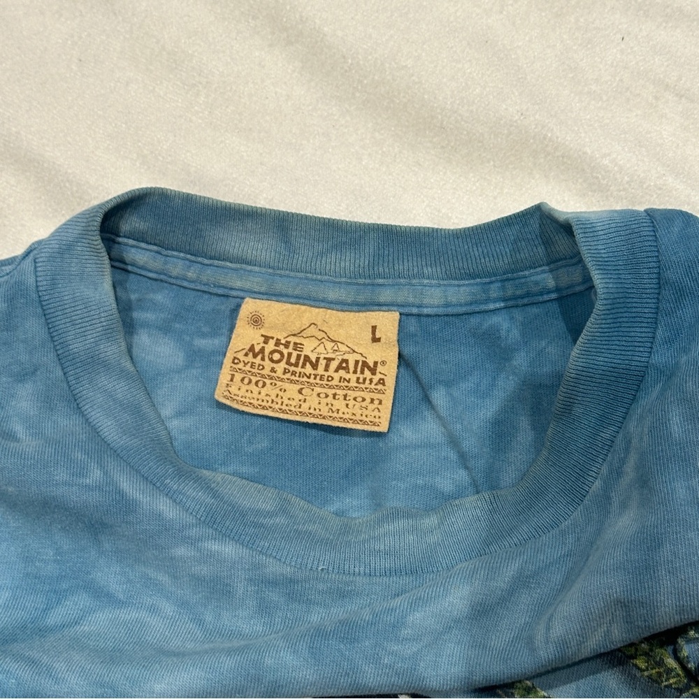 Vintage The Mountain Blue Marbled Carl Brenders Butterfly Tee | Size Large - Picture 5 of 6